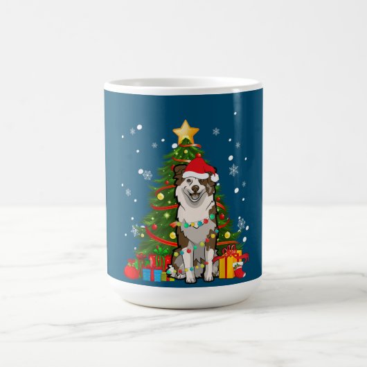 Australian shepherd Santa Christmas Tree Light Kaffeetasse (Mittel)