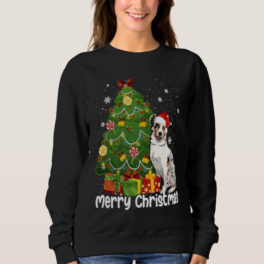Australian Shepherd Santa Christmas Tree Lights Xm Sweatshirt (Vorderseite)