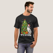 Australian Shepherd Santa Christmas Tree Lights Xm T-Shirt (Vorne ganz)