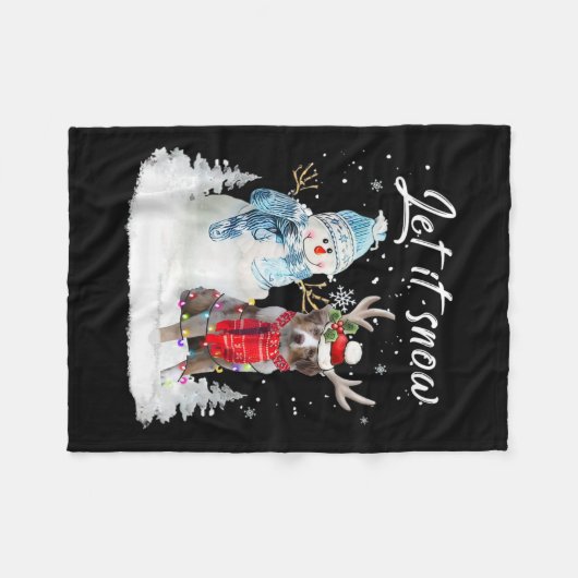 Australian Shepherd Santa Dog Christmas Snowman Xm Fleecedecke (Vorderseite (Horizontal))