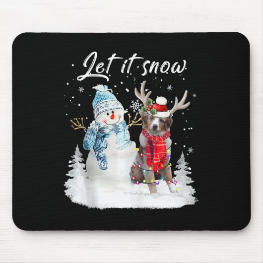 Australian Shepherd Santa Dog Christmas Snowman Xm Mousepad (Vorne)