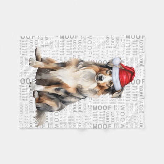 Australian Shepherd Santa Dog Weihnachten Fleecedecke (Vorderseite (Horizontal))