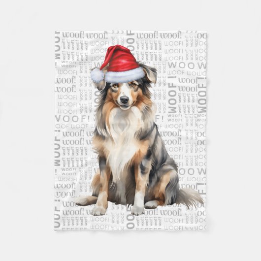 Australian Shepherd Santa Dog Weihnachten Fleecedecke (Vorderseite)
