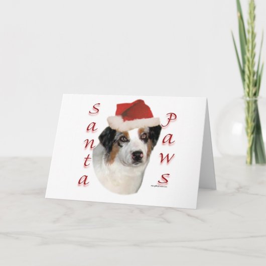 Australian Shepherd Santa Paws Feiertagskarte (Vorderseite)