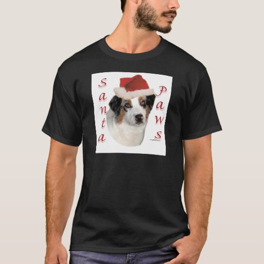 Australian Shepherd Santa Paws T-Shirt (Vorderseite)