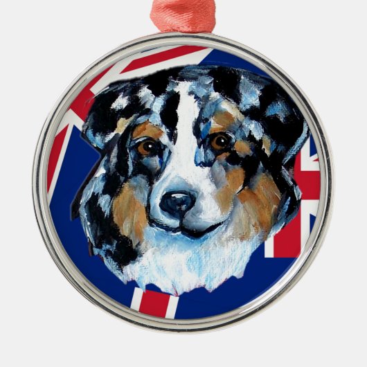 AUSTRALIAN SHEPHERD SILBERNES ORNAMENT (Vorne)