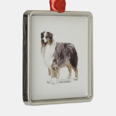 Australian Shepherd Silbernes Ornament (Rechts)