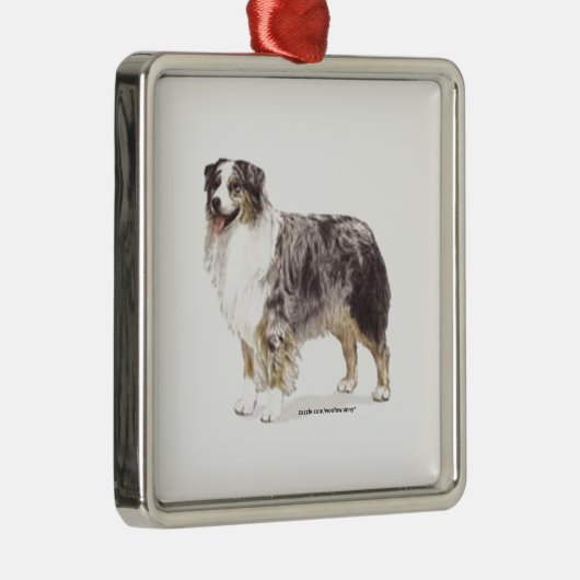 Australian Shepherd Silbernes Ornament (Rechts)