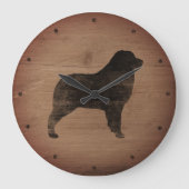 Australian Shepherd Silhouette Rustic Große Wanduhr (Vorderseite)