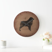Australian Shepherd Silhouette Rustic Große Wanduhr (Zuhause)