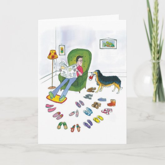 Australian Shepherd Slippers - Funny Birthday Card Karte (Vorderseite)