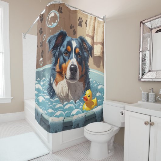 Australian Shepherd Sloppy Sleepy Niedlich Funny Duschvorhang