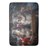 Australian Shepherd Snowy Sleigh Weihnachtsdekor Badematte (Vorderseite Vertikal)