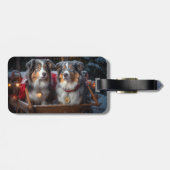 Australian Shepherd Snowy Sleigh Weihnachtsdekor Gepäckanhänger (Rückseite horizontal)