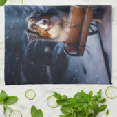 Australian Shepherd Snowy Sleigh Weihnachtsdekor Geschirrtuch (Gefaltet)