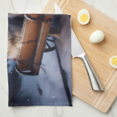 Australian Shepherd Snowy Sleigh Weihnachtsdekor Geschirrtuch (Viertel Falte)