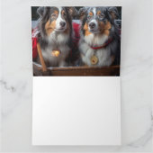 Australian Shepherd Snowy Sleigh Weihnachtsdekor Karte (Innenseite)