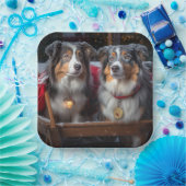 Australian Shepherd Snowy Sleigh Weihnachtsdekor Pappteller (Party)