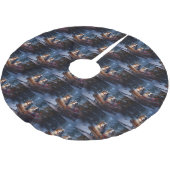 Australian Shepherd Snowy Sleigh Weihnachtsdekor Polyester Weihnachtsbaumdecke (Schrägansicht)