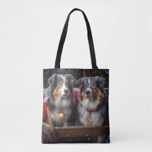 Australian Shepherd Snowy Sleigh Weihnachtsdekor Tasche