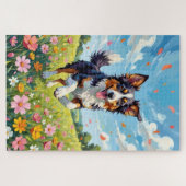 Australian Shepherd Spring Wildflower Dog Puzzle (Horizontal)