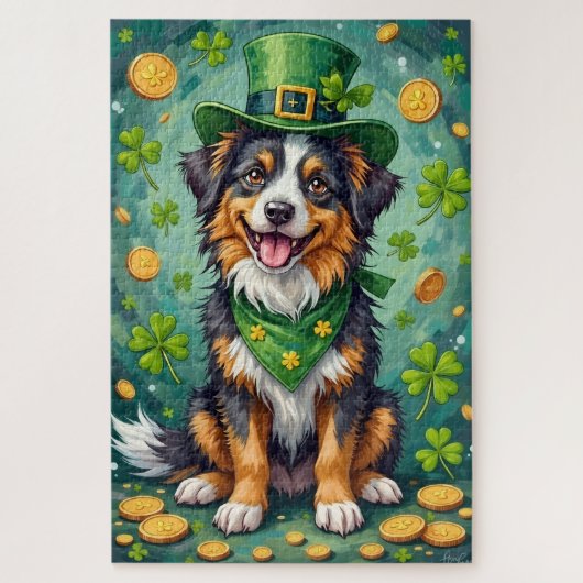 Australian Shepherd St Patrick’s Day Lucky Dog Puzzle (Vertikal)