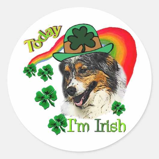 Australian Shepherd St Patricks Runder Aufkleber (Vorderseite)