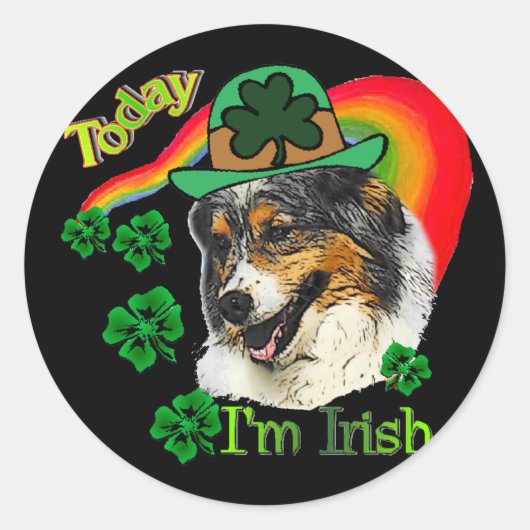 Australian Shepherd St. Pattys Runder Aufkleber (Vorderseite)