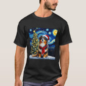 Australian Shepherd Starry Night Christmas Van Gog T-Shirt (Vorderseite)