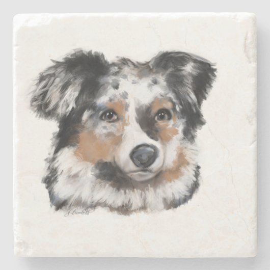 Australian Shepherd Steinuntersetzer (Vorderseite)