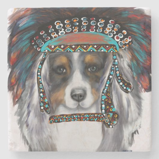 Australian Shepherd Steinuntersetzer (Vorderseite)