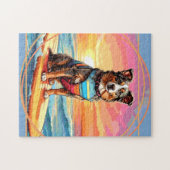 Australian Shepherd Surfing Puzzle (Horizontal)