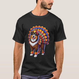 Australian Shepherd Turkey Funny Erntedank Anim T-Shirt