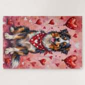 Australian Shepherd Valentine Dog Art with Hearts Puzzle (Horizontal)