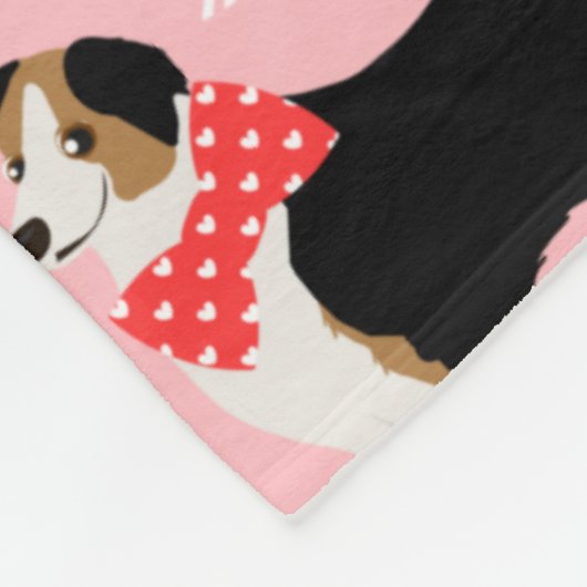 Australian Shepherd Valentine Pattern Fleecedecke (Ecke)