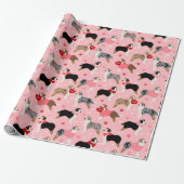 Australian Shepherd Valentine Pattern Geschenkpapier (Ungerollt)