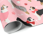 Australian Shepherd Valentine Pattern Geschenkpapier (Rolleneckpunkt)