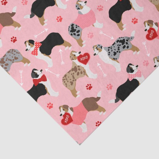 Australian Shepherd Valentine Pattern Seidenpapier (Ausschnitt)