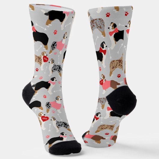 Australian Shepherd Valentine Socken (Gewinkelt)