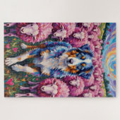 Australian Shepherd Valentine's Day Herding Hearts Puzzle (Horizontal)