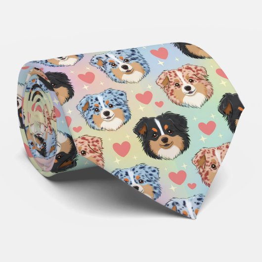 Australian Shepherd Valentinstag-Herzen-Muster Hun Krawatte (Gerollt)