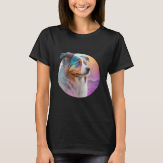 Australian Shepherd Vaporwave Retrowave Aesthetic  T-Shirt