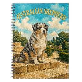 Australian Shepherd, Vintage Wasserfarben-Hundekun Notizblock