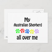 Australian Shepherd Walks Design Postkarte (Vorne/Hinten)