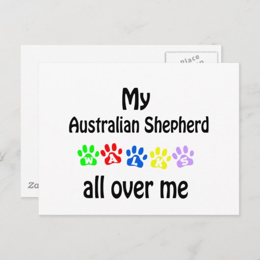 Australian Shepherd Walks Design Postkarte (Vorne/Hinten)