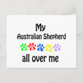 Australian Shepherd Walks Design Postkarte (Vorderseite)