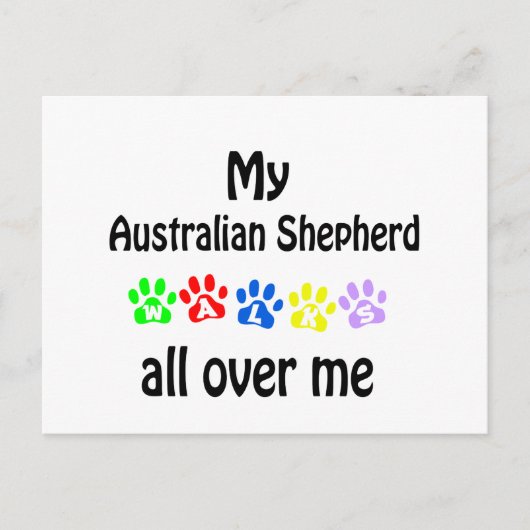 Australian Shepherd Walks Design Postkarte (Vorderseite)