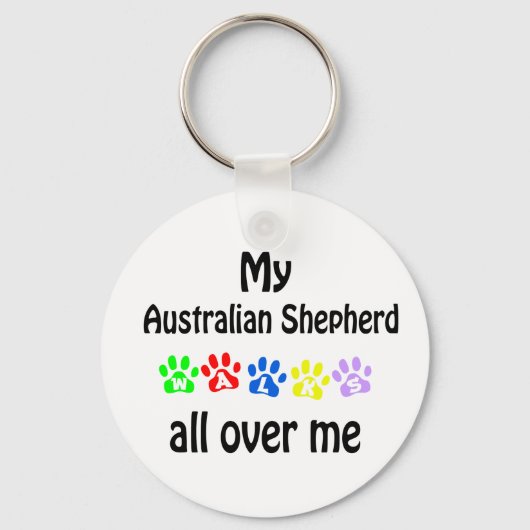 Australian Shepherd Walks Design Schlüsselanhänger (Vorderseite)