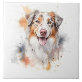 Australian Shepherd Watercolor Dog Fliese