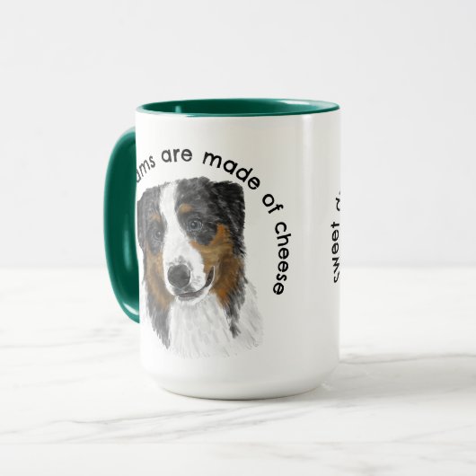 Australian Shepherd Watercolor Personalisiert Tasse (Vorderseite Links)